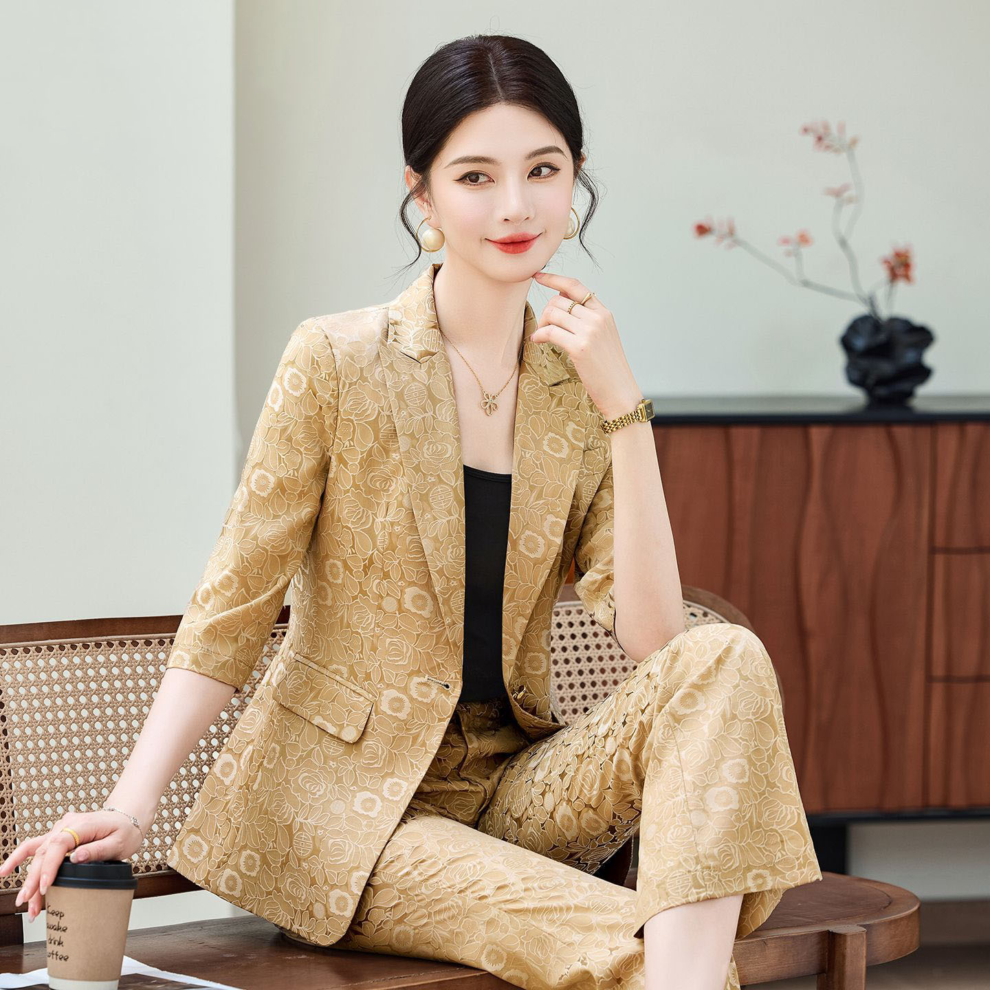 Women'S Office Formal Wear For Ladies - Traje Profesional de Media Manga Color