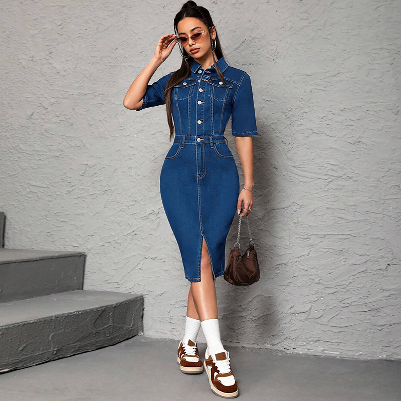 Wrap Dress Work - Vestido largo de mujer con cuello