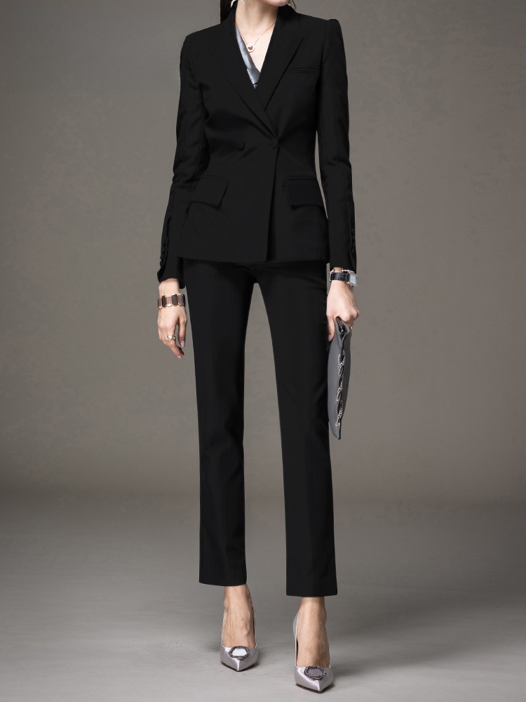 Women Formal Wear For Interview - Conjunto de Traje Negro Profesional para