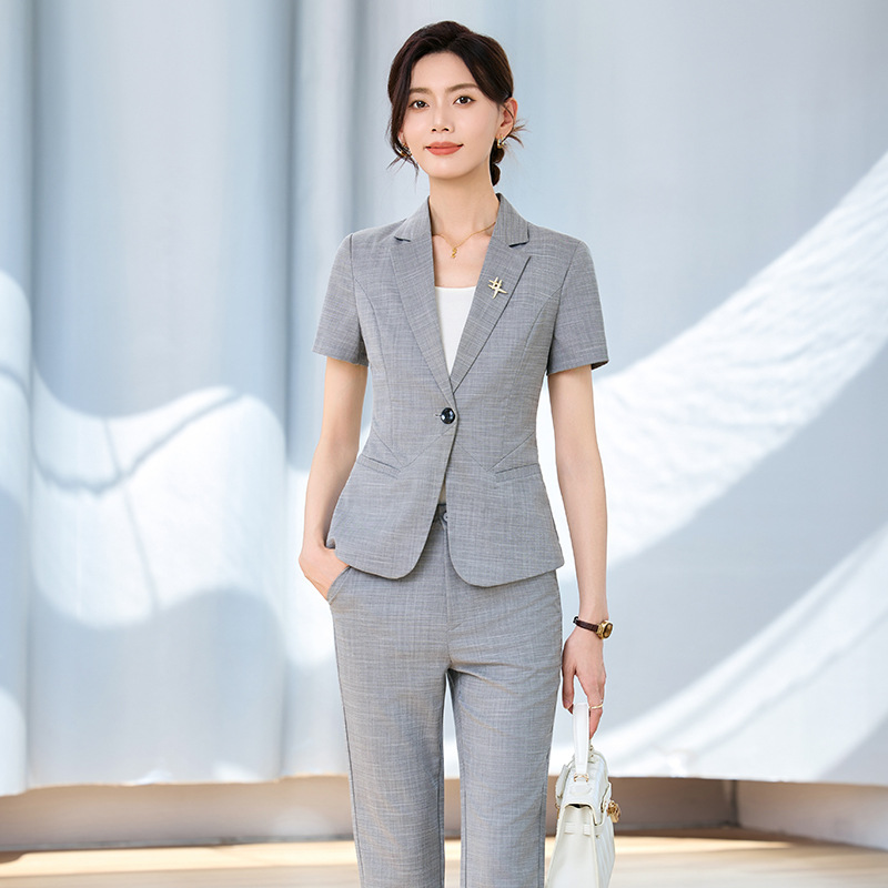 Women Formal Wear For Interview - Conjunto de traje de manga corta