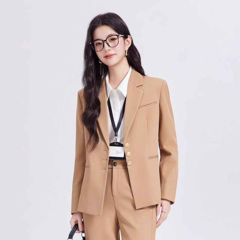 Women Formal Wear For Interview - Conjunto de traje caqui para mujer,
