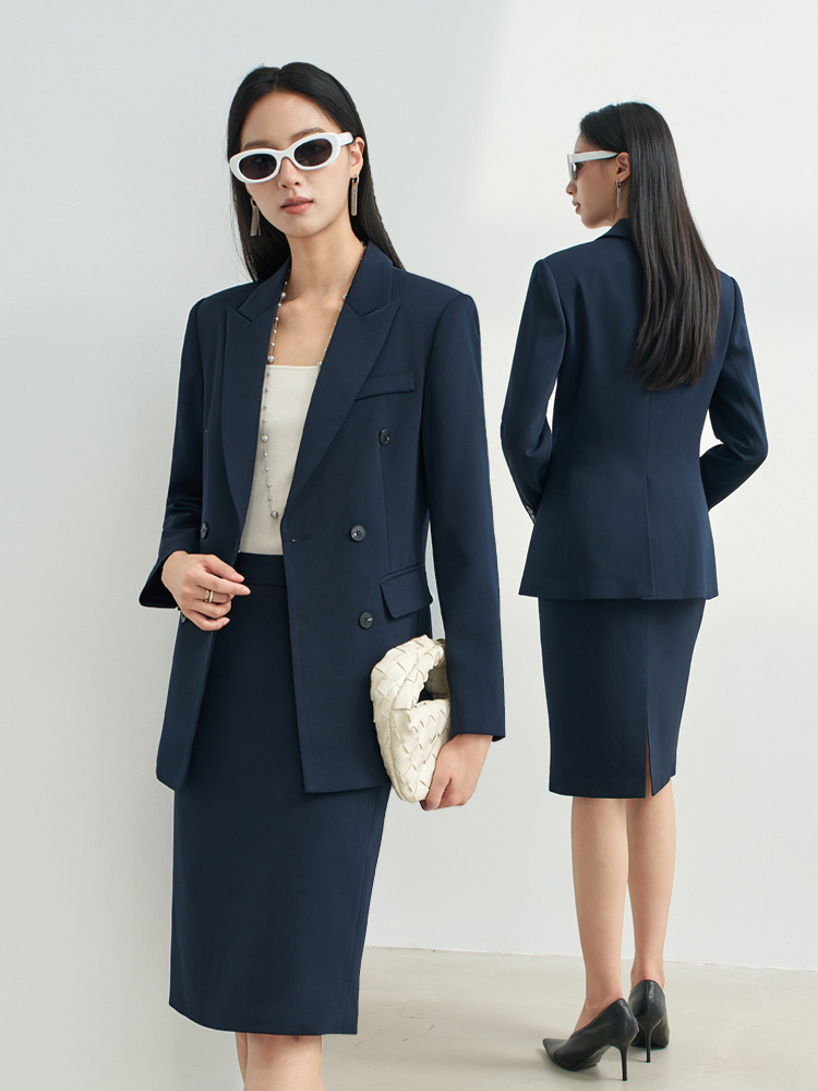 Women Formal Wear For Interview - Traje de Falda Profesional Azul Marino
