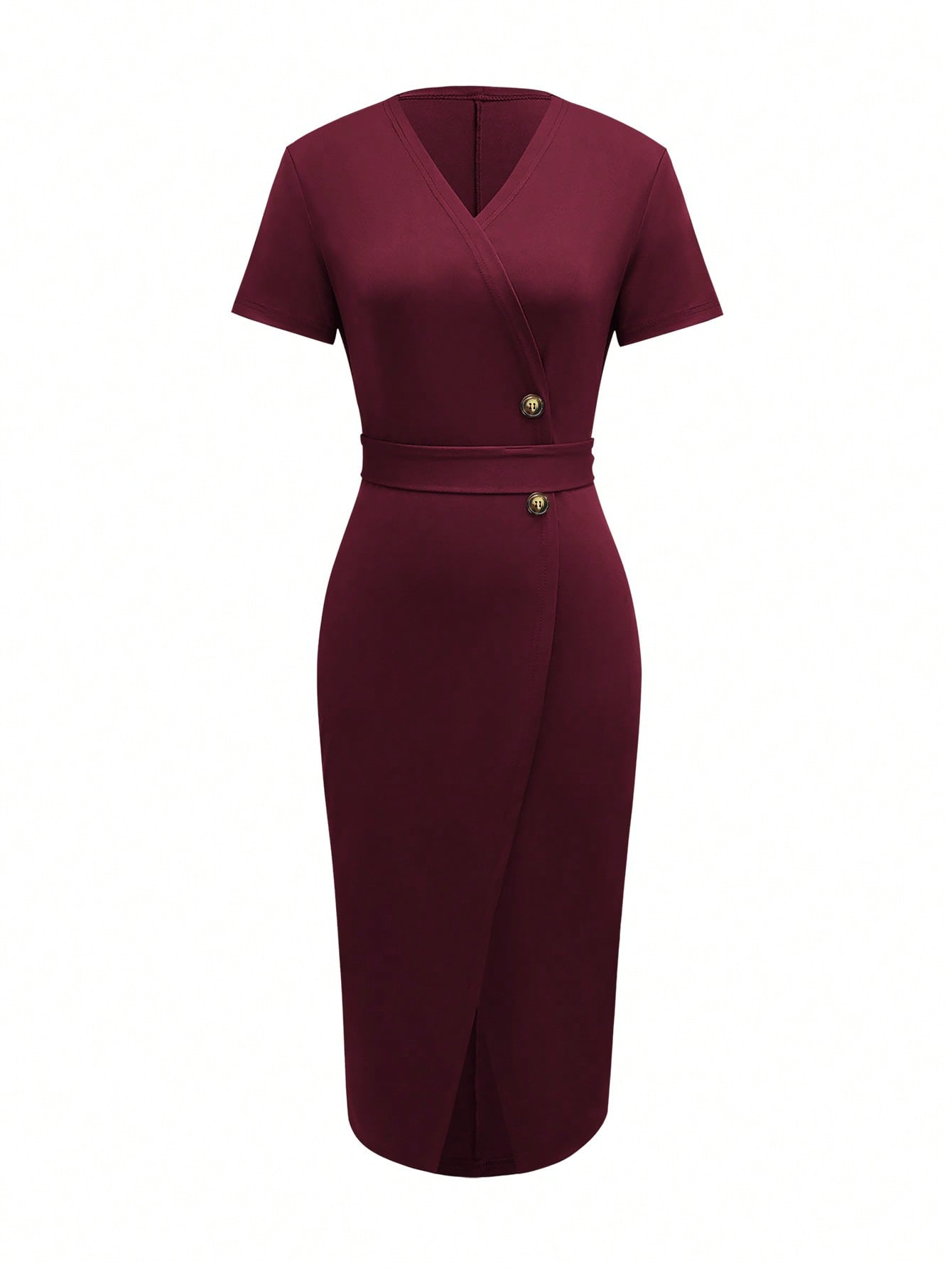 Vestido Midi Cruzado Borgoña p - Wrap Dress Work reseña y precio