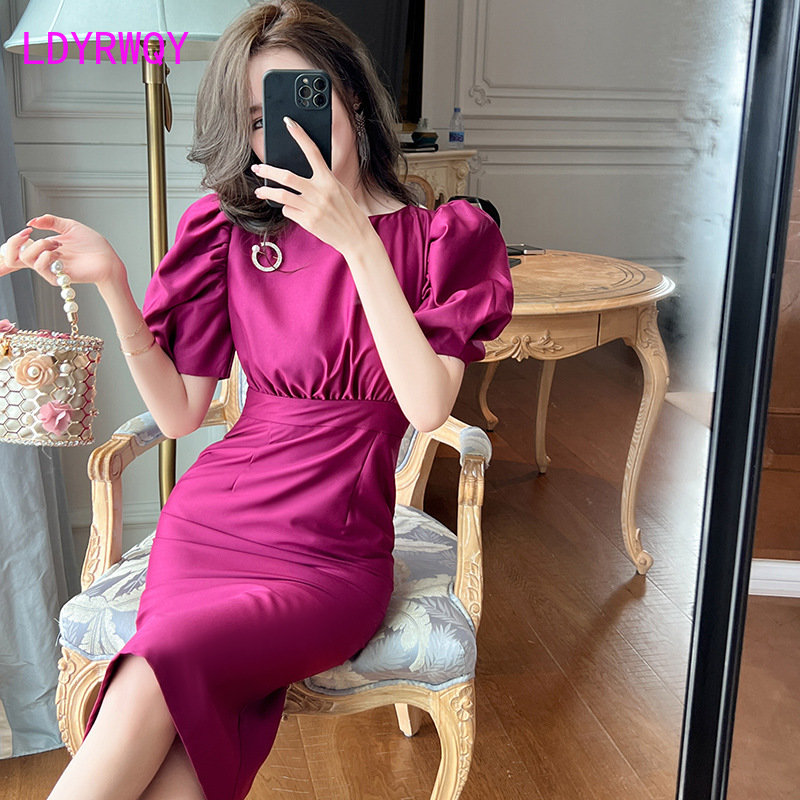 Vestido morado Noble ajustado  - Wrap Dress Work reseña y precio