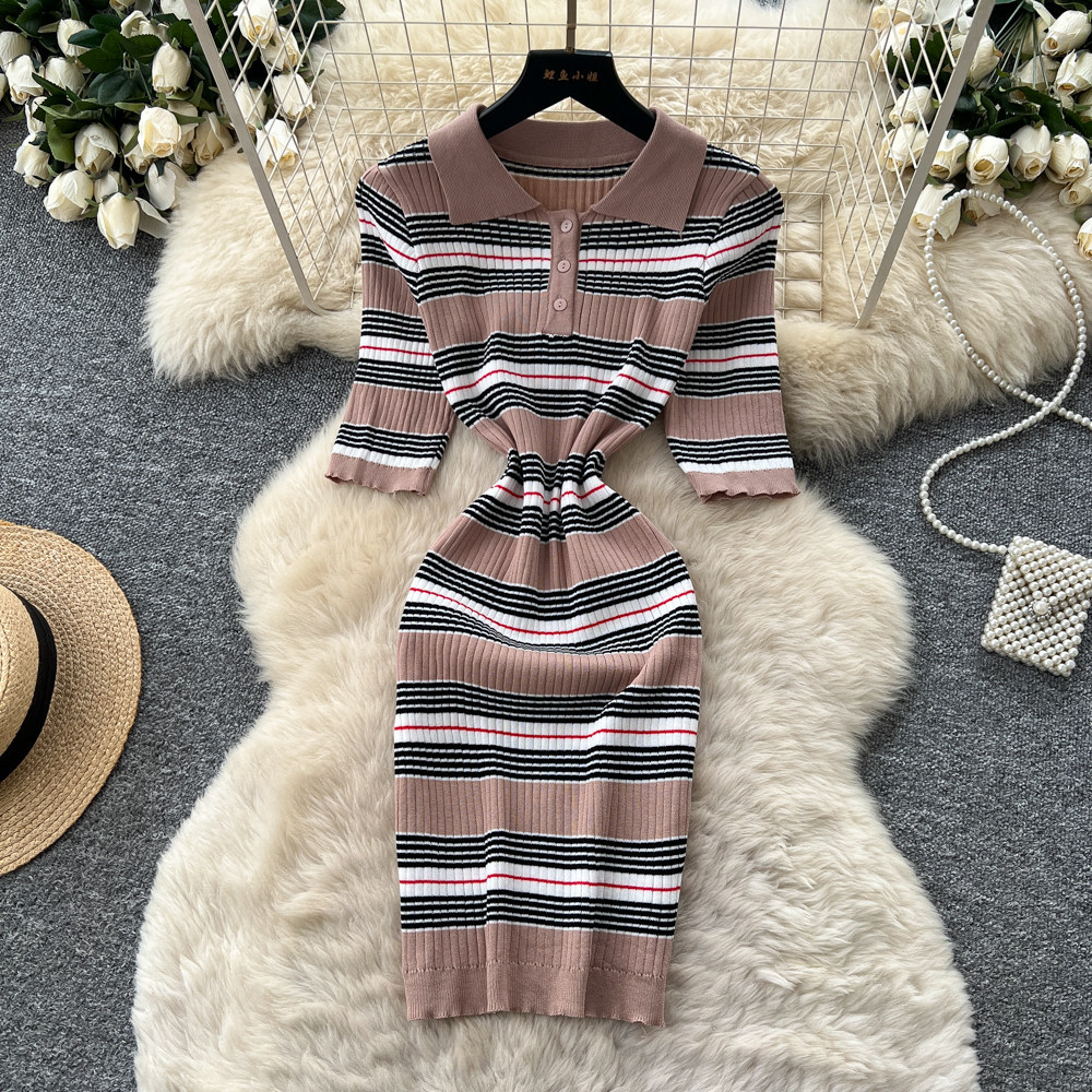 Vestido midi a rayas para muje - Wrap Dress Work reseña y precio