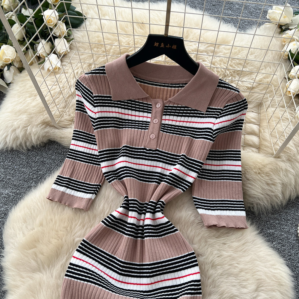 Vestido midi a rayas para muje - Wrap Dress Work reseña y precio