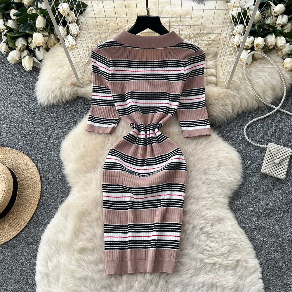 Vestido midi a rayas para muje - Wrap Dress Work reseña y precio