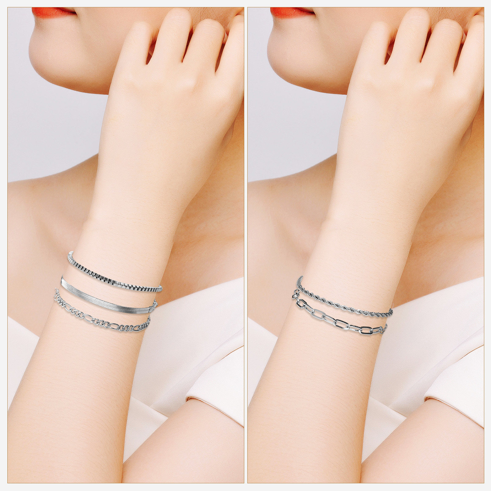 6 Pulseras de Cadena Minimalis - Formal Wear Jewelry For Women reseña y precio